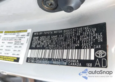 2009 Toyota Matrix S из США, поврежденный, VIN 2T1KE40E89C012039